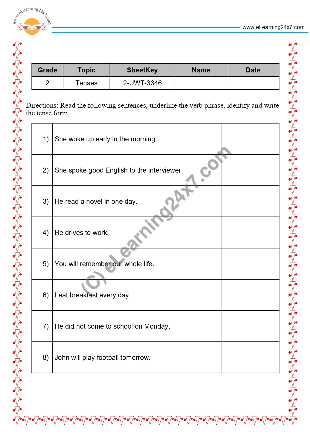 Underline Tense And Write Form