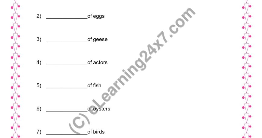 Grade 3, English, Noun - Collective Noun Fill Blanks, printable PDF, instant download