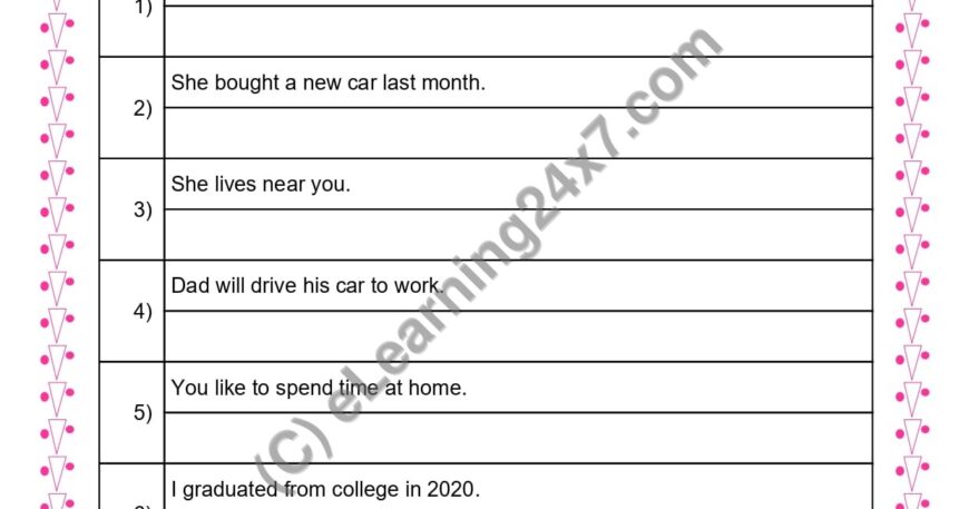 Grade 3, English, Tenses - Convert Sentences To Questions, printable PDF, instant download
