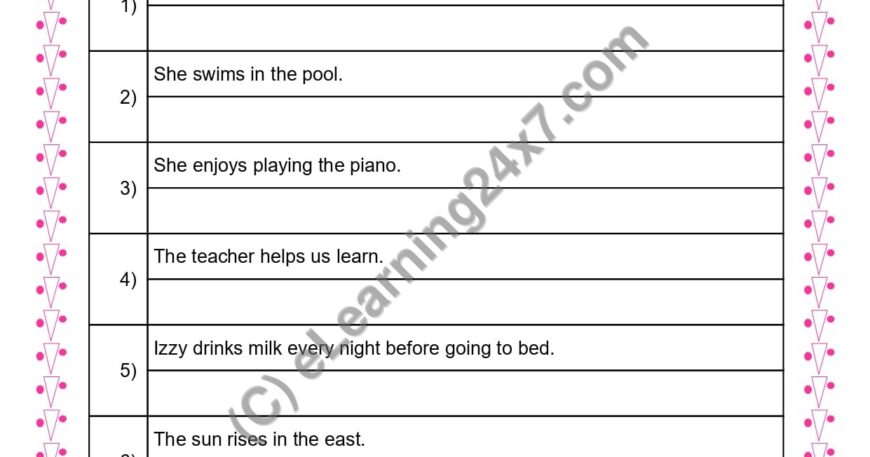 Grade 3, English, Tenses - Rewrite Sentences In Present Continuous Tense, printable PDF, instant download