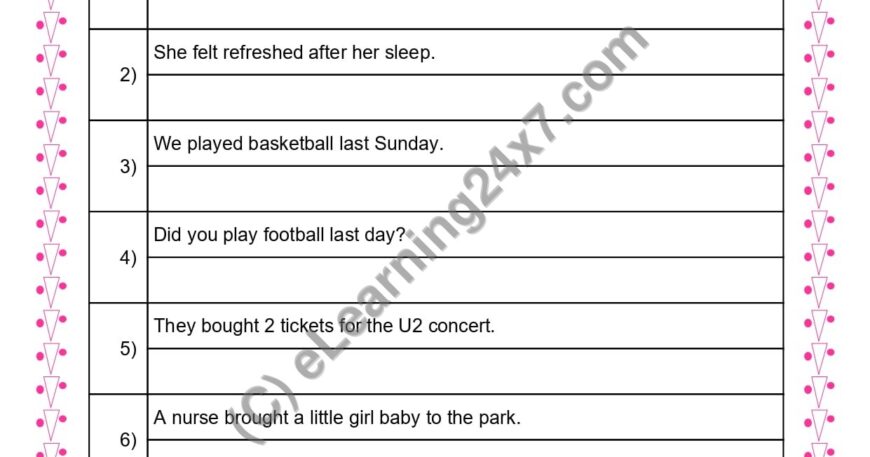 Grade 3, English, Tenses - Rewrite Sentences In Past Continuous Tense, printable PDF, instant download