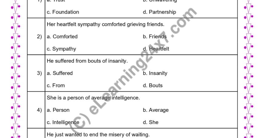 Grade 4, English, Noun - Abstract Noun MCQs, printable PDF, instant download