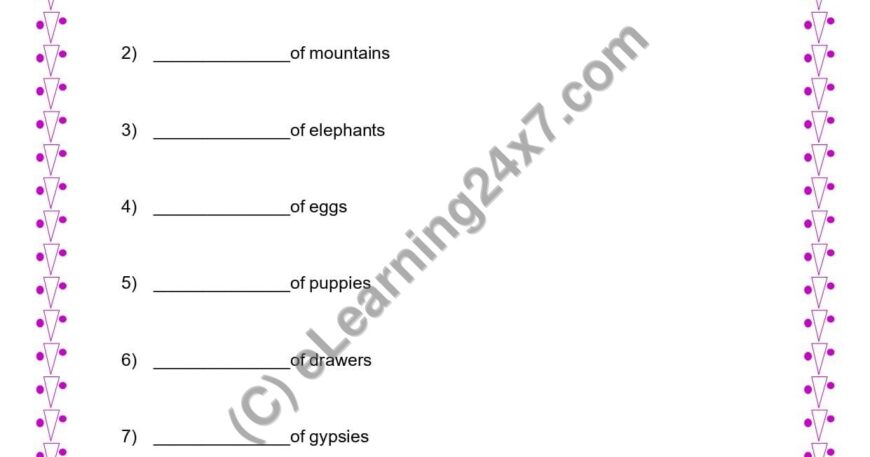 Grade 4, English, Noun - Collective Noun Fill Blanks, printable PDF, instant download