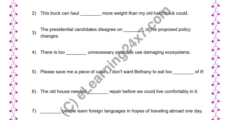 Grade 4, English, Noun - Much Or Many, printable PDF, instant download