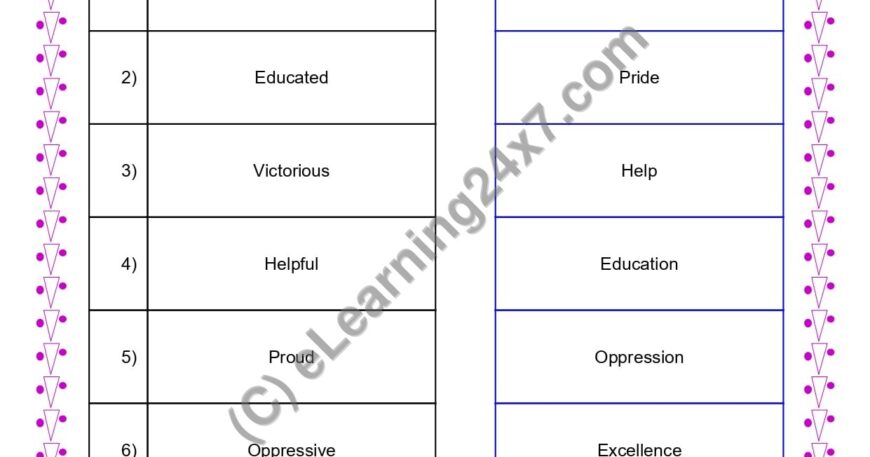 Grade 4, English, Noun - Match Adjective With Abstract Noun, printable PDF, instant download