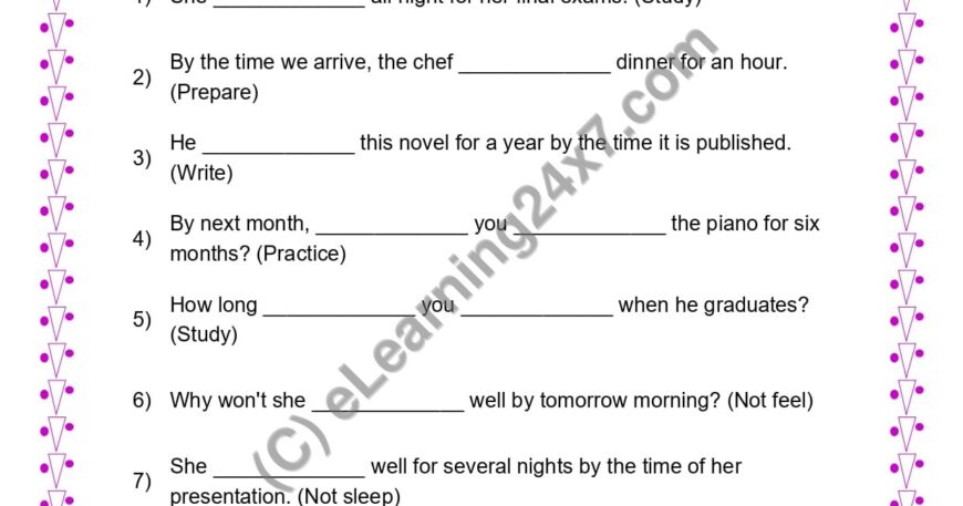 Grade 4, English, Tenses - Future Perfect Continuous Fill The Blanks, printable PDF, instant download