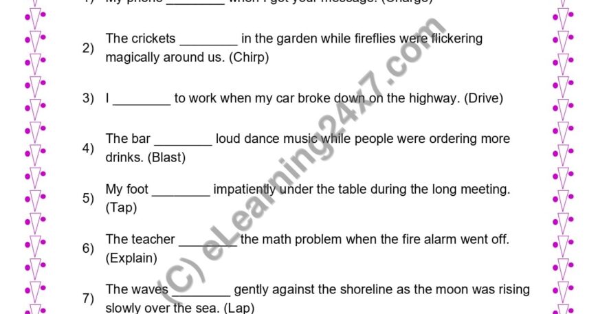 Grade 4, English, Tenses - Past Continuous Fill The Blanks, printable PDF, instant download