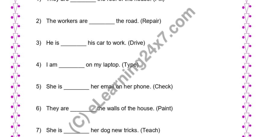 Grade 4, English, Tenses - Present Continuous Fill The Blanks, printable PDF, instant download
