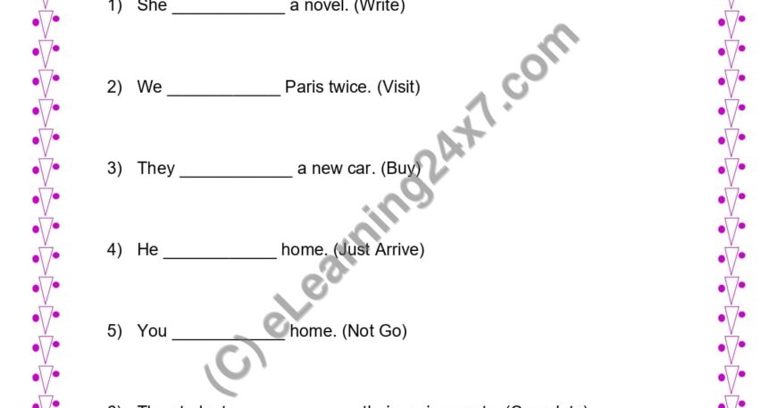 Grade 4, English, Tenses - Present Perfect Fill The Blanks, printable PDF, instant download