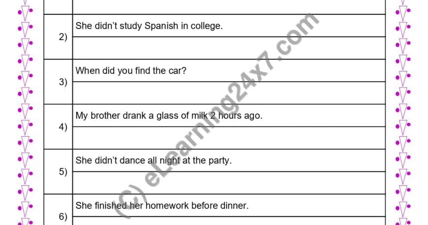Grade 4, English, Tenses - Convert Sentence to Past Perfect Tense Form, printable PDF, instant download