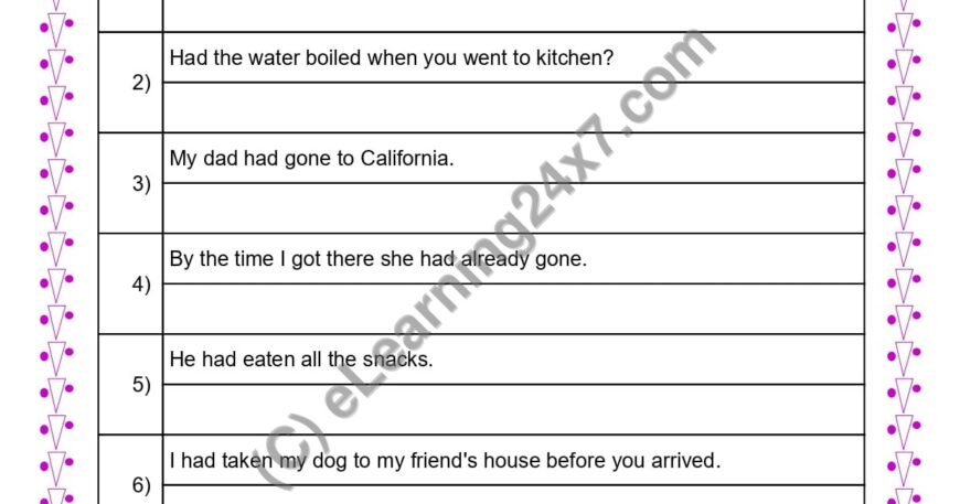 Grade 4, English, Tenses - Convert Sentence to Past Perfect Continuous Tense Form
