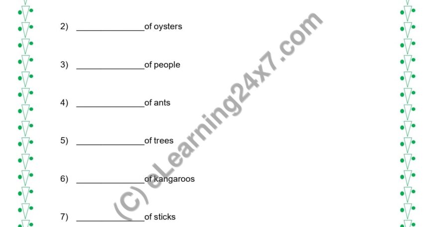 Grade 5, English, Noun - Collective Noun Fill Blanks, printable PDF, instant download