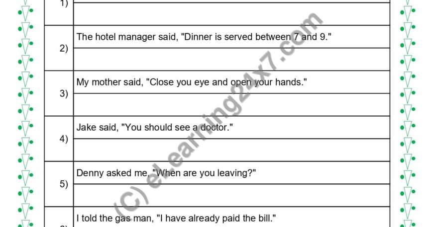 Grade 5, English, Direct Indirect Speech - Convert Direct Speech To Indirect Speech