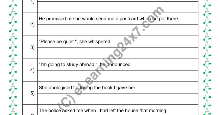 Grade 5, English, Direct Indirect Speech - Convert Speech From Direct To Indirect And Vice-versa