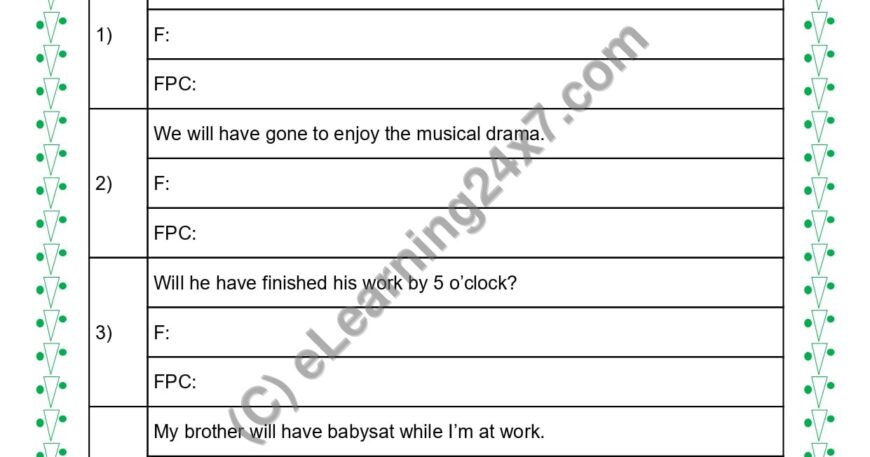 Grade 5, English, Tenses - Convert Sentence to Future and Future Perfect Continuous Tense Forms