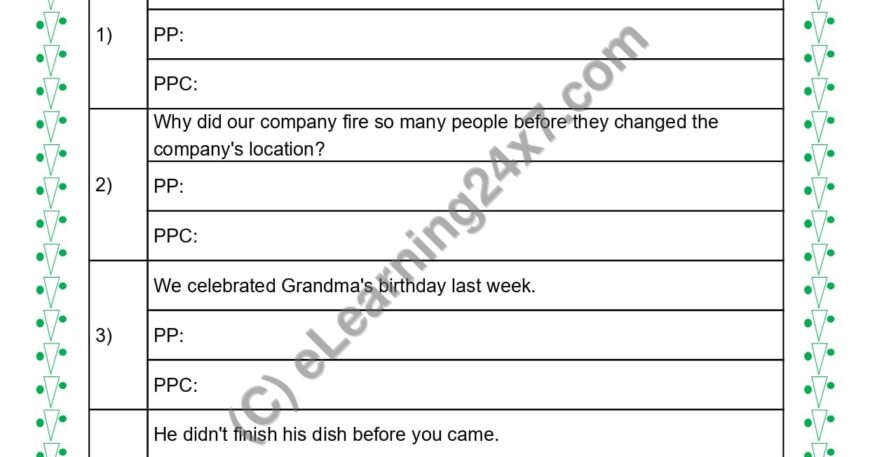 Grade 5, English, Tenses - Convert Sentence to Past Perfect and Past Perfect Continuous Tense Forms