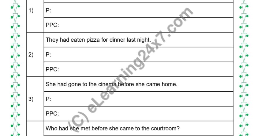 Grade 5, English, Tenses - Convert Sentence to Past and Past Perfect Continuous Tense Forms