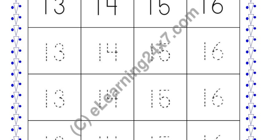 Nursery, Maths, Trace - Numbers 13-14-15-16, printable PDF, instant download