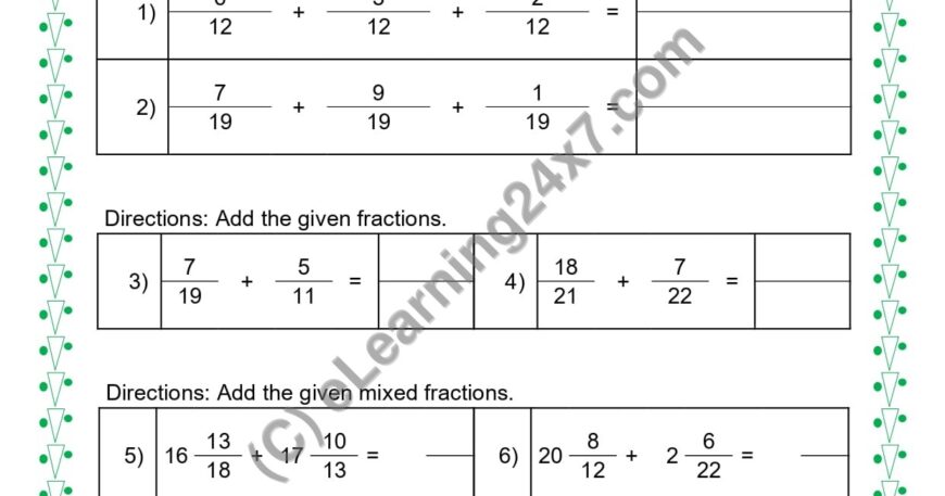 Fractions Mock Test Paper : Math Ops