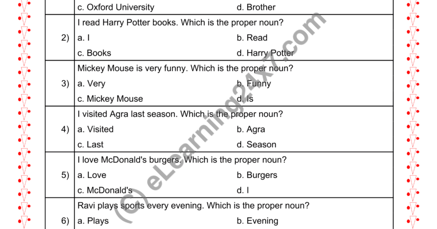 Proper Noun : MCQ