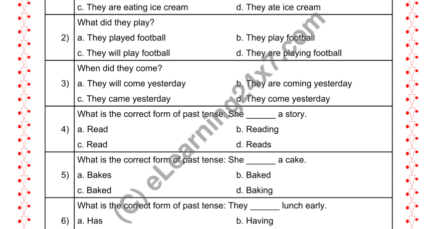 Past Tense MCQs