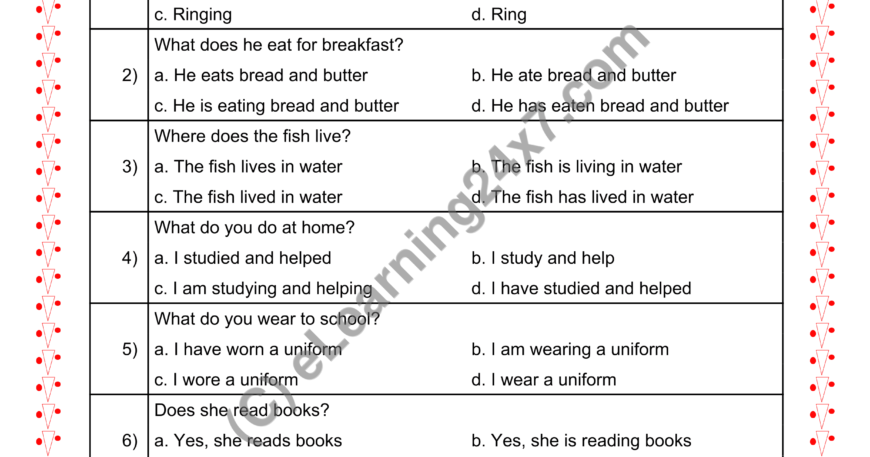 Present Tense MCQs