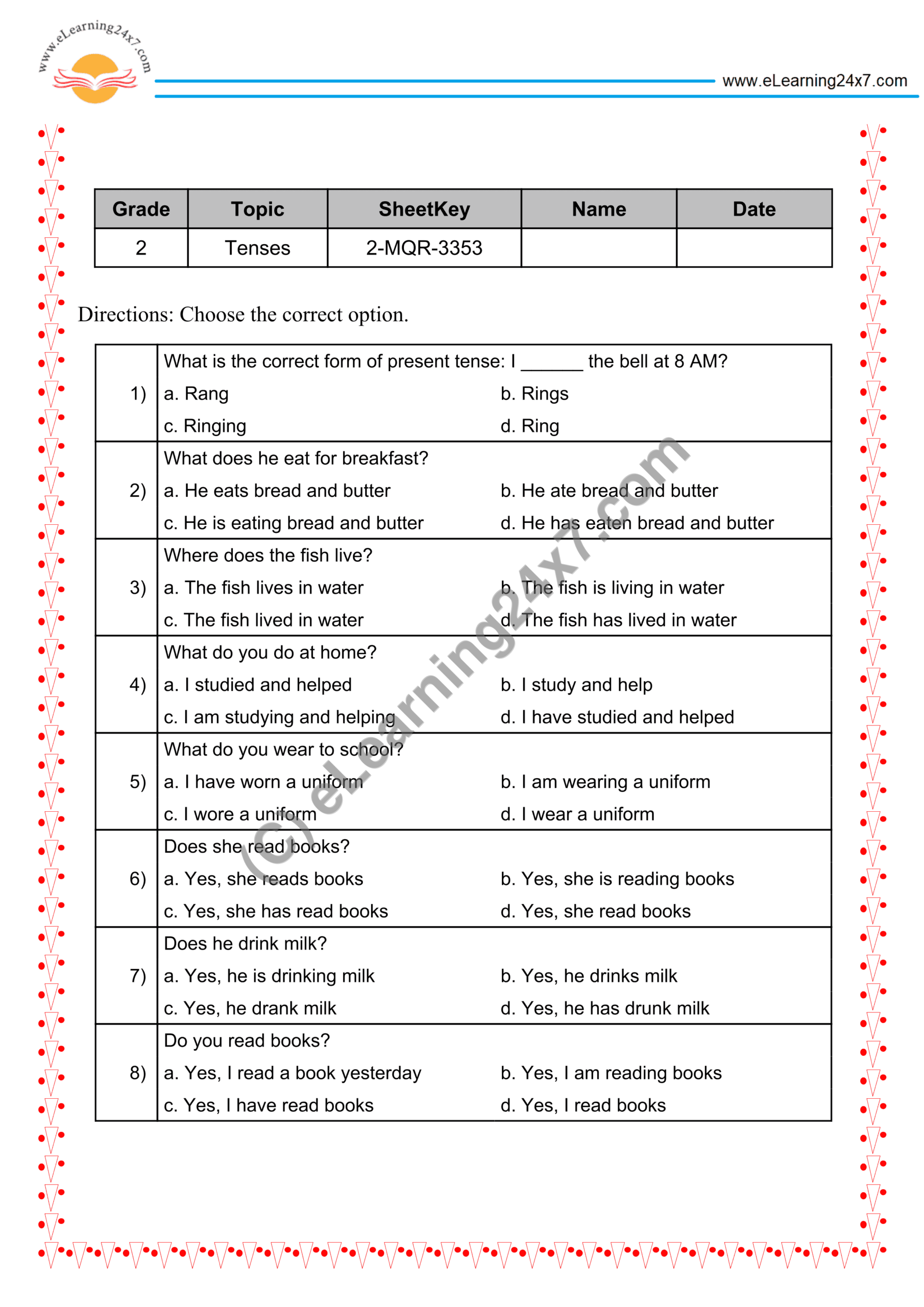 Present Tense MCQs