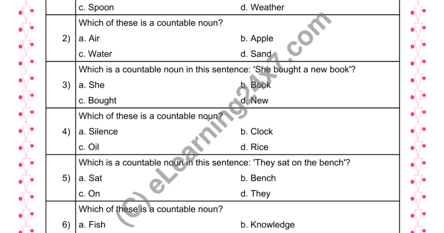 Un/Countable Noun : MCQs