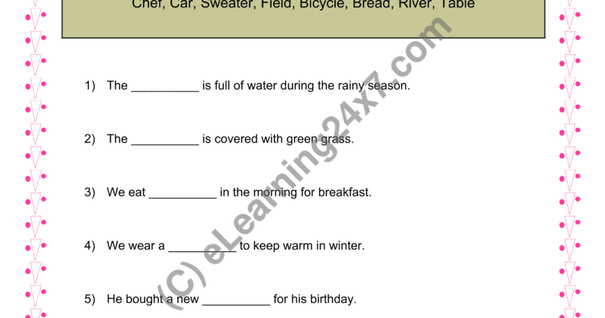 Common Noun : Fill The Blanks