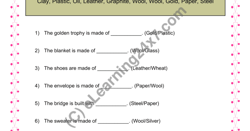 Material Noun : Fill The Blanks