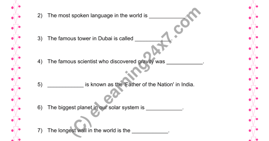 Proper Noun : Fill The Blanks