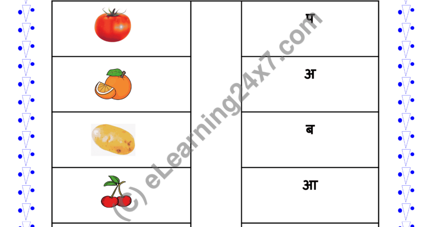 Match Fruit Or Vegetable With First Letter