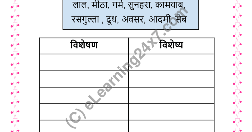 Hindi Visheshan Mock Test Paper For Grade-3