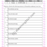 Grade 4, English, Tenses - Conversion : F To Past Perfect Continuous, printable PDF, instant download