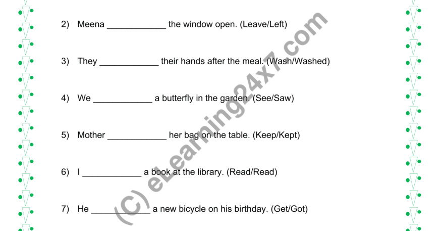 Past Tense : Fill The Blanks