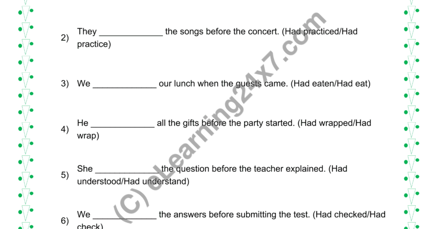 Past Perfect Tense : Fill The Blanks