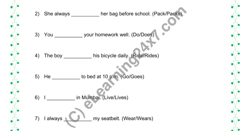 Present Tense : Fill The Blanks