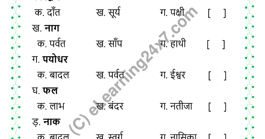 Hindi Anekarthik Shabd Mock Test Paper