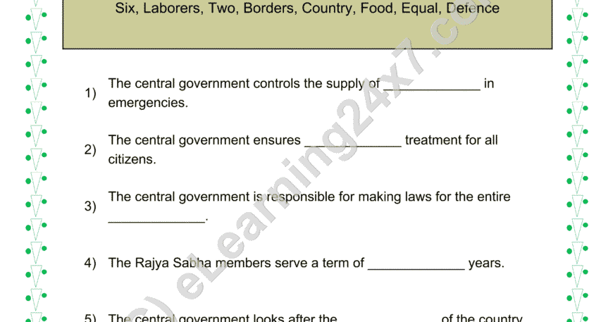 Central Government : Fill The Blanks