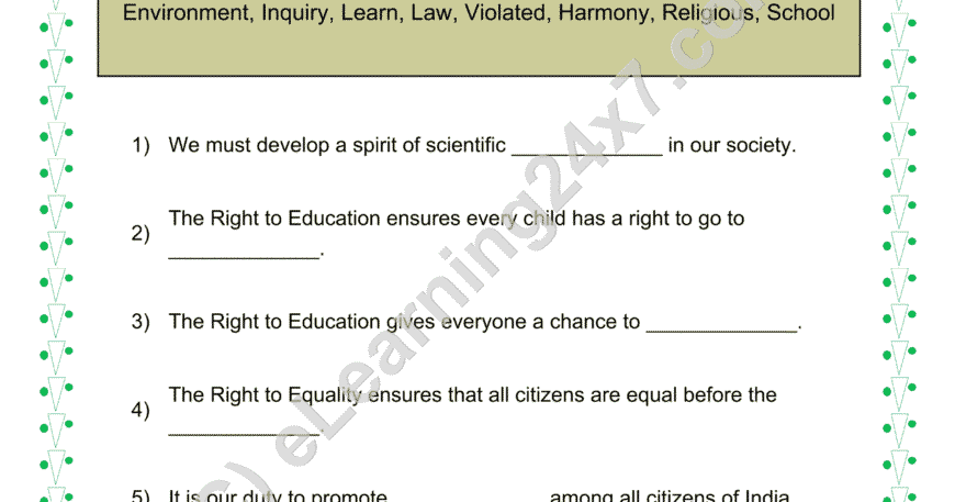 Rights & Duties : Fill The Blanks