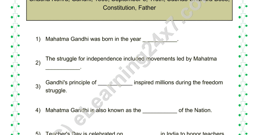 Our Heritage-Important Days : Fill The Blanks