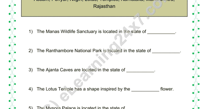 Our Natural & Cultural Heritage : Fill The Blanks