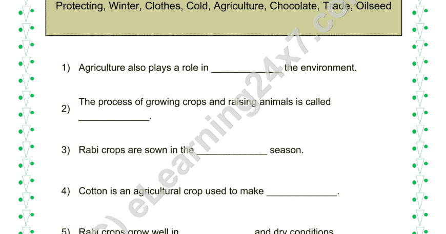 Crops : Fill The Blanks