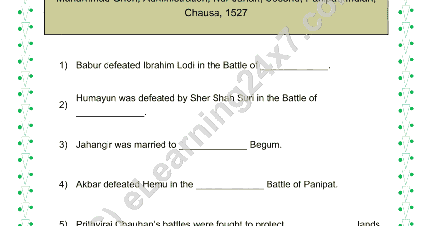 Mughal Invaders : Fill The Blanks