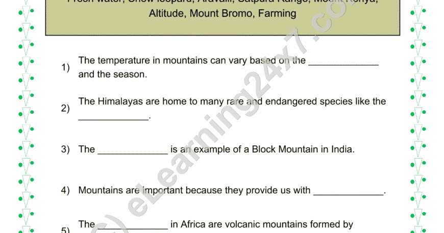 Mountain Types : Fill The Blanks