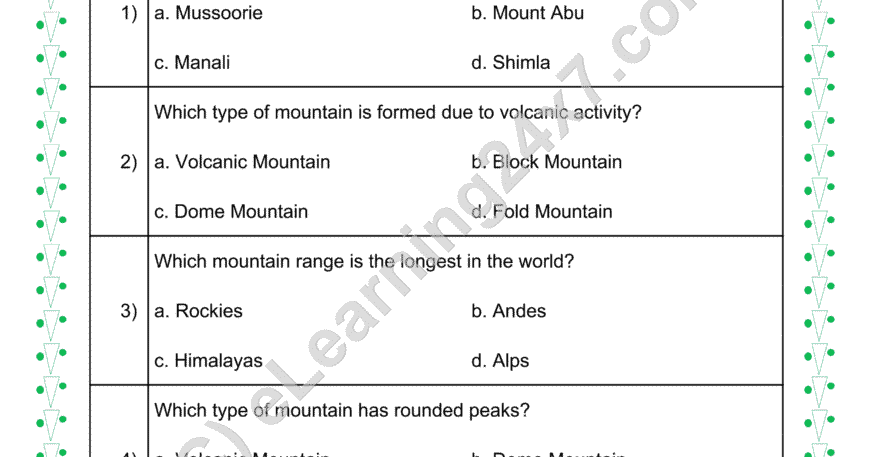 Mountain Types : MCQs