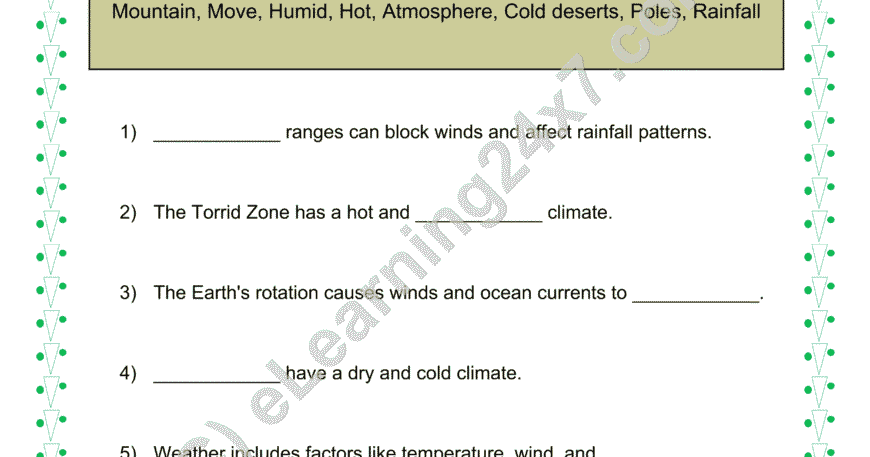 Weather & Climate : Fill The Blanks