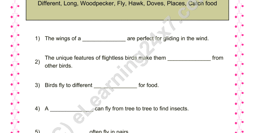 Birds Feathers And Beaks Fill The Blanks