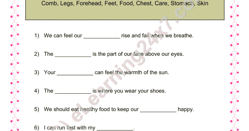 External Body Parts : Fill The Blanks