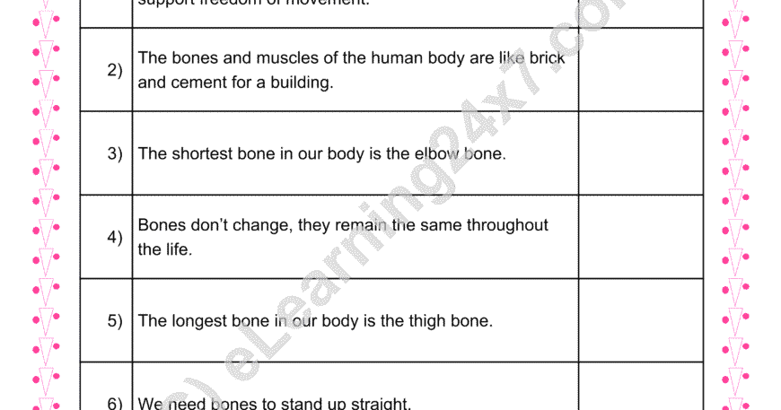 Muscles And Bones : True Or False